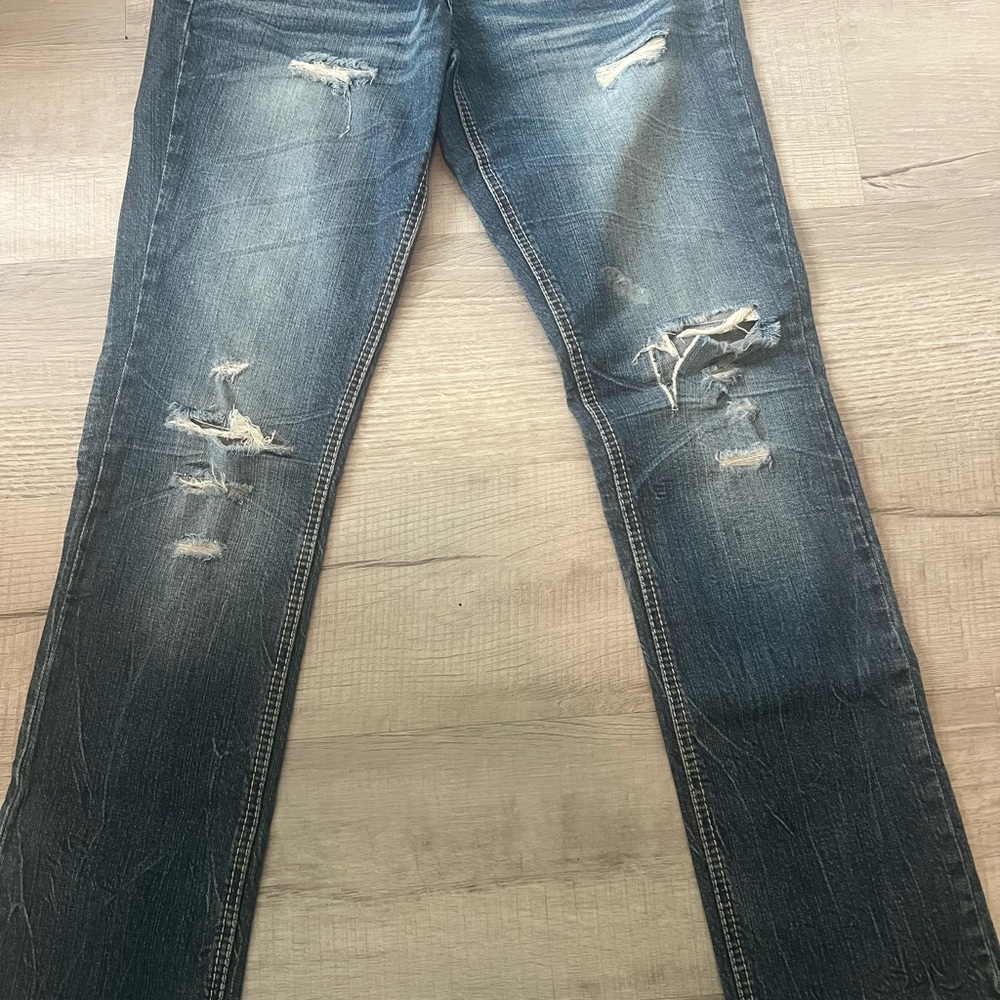 Arden B Blue Skinny Jeans with Modern Distressing